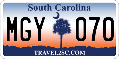 SC license plate MGY070