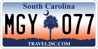 SC license plate MGY077