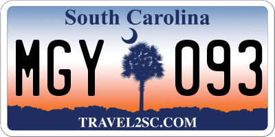 SC license plate MGY093