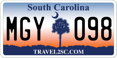 SC license plate MGY098