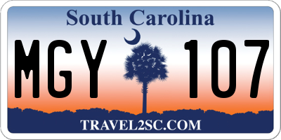 SC license plate MGY107