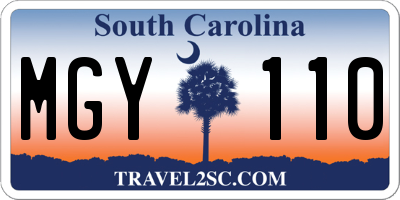 SC license plate MGY110