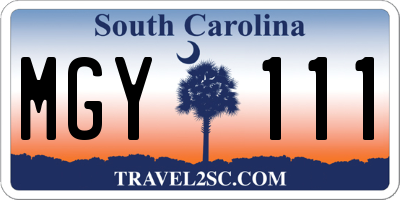 SC license plate MGY111