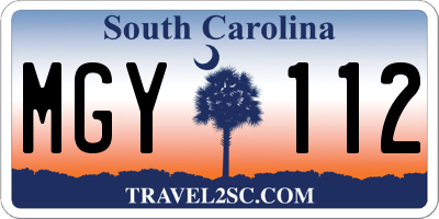 SC license plate MGY112