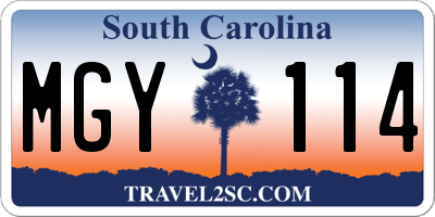 SC license plate MGY114