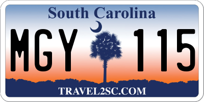 SC license plate MGY115