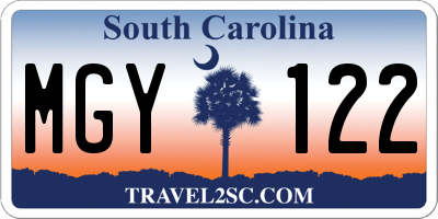 SC license plate MGY122