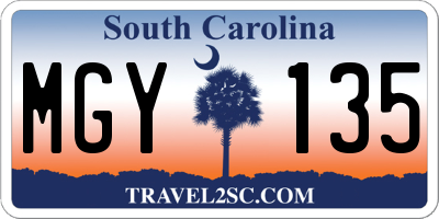 SC license plate MGY135