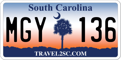 SC license plate MGY136