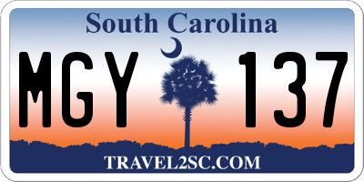 SC license plate MGY137