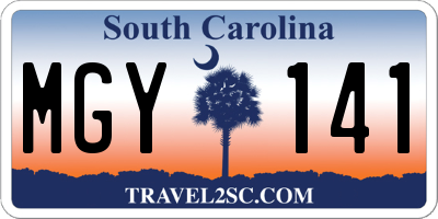SC license plate MGY141