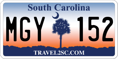 SC license plate MGY152
