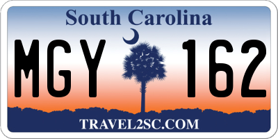 SC license plate MGY162