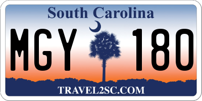 SC license plate MGY180