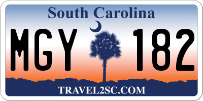 SC license plate MGY182