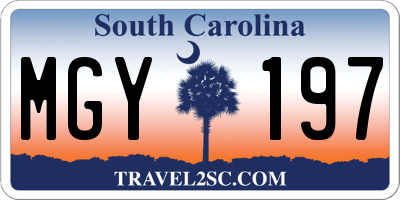 SC license plate MGY197