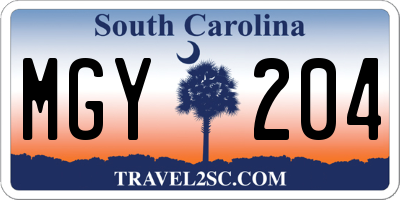 SC license plate MGY204