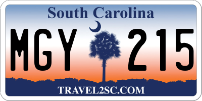 SC license plate MGY215