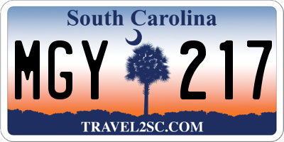 SC license plate MGY217