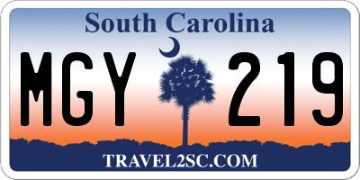 SC license plate MGY219