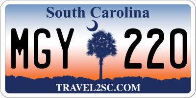 SC license plate MGY220
