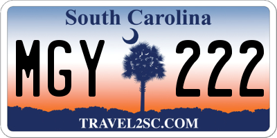 SC license plate MGY222