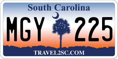 SC license plate MGY225