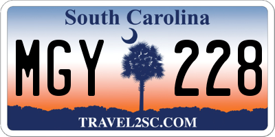 SC license plate MGY228