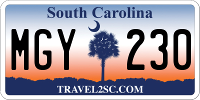 SC license plate MGY230