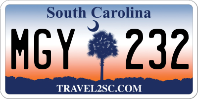 SC license plate MGY232