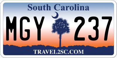SC license plate MGY237
