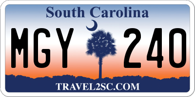 SC license plate MGY240