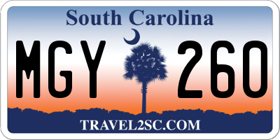 SC license plate MGY260