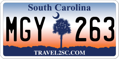 SC license plate MGY263
