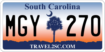 SC license plate MGY270