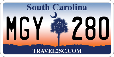 SC license plate MGY280