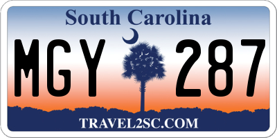 SC license plate MGY287
