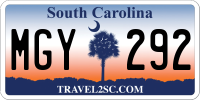 SC license plate MGY292
