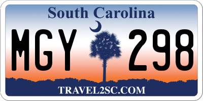 SC license plate MGY298