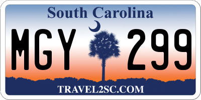 SC license plate MGY299
