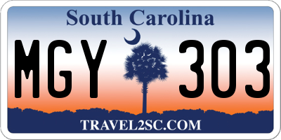 SC license plate MGY303