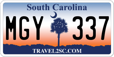 SC license plate MGY337