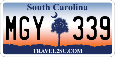 SC license plate MGY339