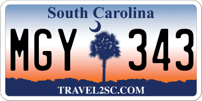SC license plate MGY343