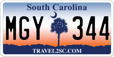 SC license plate MGY344