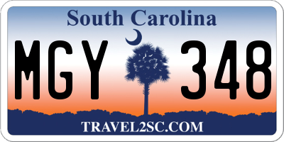 SC license plate MGY348