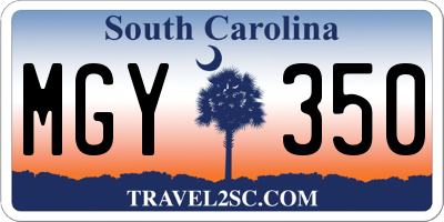 SC license plate MGY350