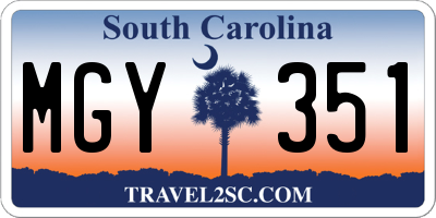 SC license plate MGY351