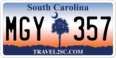 SC license plate MGY357