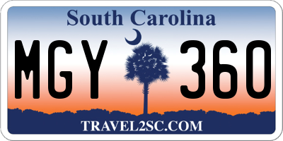 SC license plate MGY360